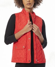 Женская стеганая куртка-жилет с накладными карманами Jones New York, красный