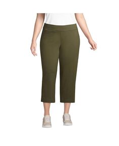 Укороченные брюки размера «Морская звезда» со средней посадкой и эластичной резинкой на талии Lands&apos; End, зеленый