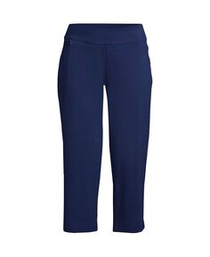 Женские укороченные брюки со средней посадкой и эластичной резинкой на талии «Морская звезда» Lands&apos; End, синий