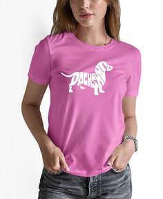 Женская футболка с короткими рукавами и надписью Word Art Dachshund LA Pop Art, розовый