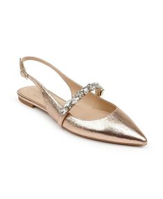 Женские вечерние туфли на плоской подошве Bambi с открытой пяткой Jewel Badgley Mischka, золото