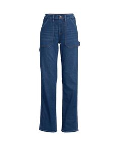 Свободные свободные синие джинсы прямого кроя больших размеров Recover с высокой посадкой Lands&apos; End, цвет Port indigo