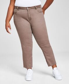 Модные джинсы больших размеров с необработанным краем и низкой посадкой And Now This, коричневый
