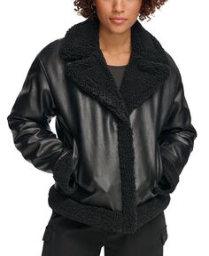 Женская байкерская куртка из искусственной кожи с отделкой из искусственного меха Levi&apos;s, черный Levis