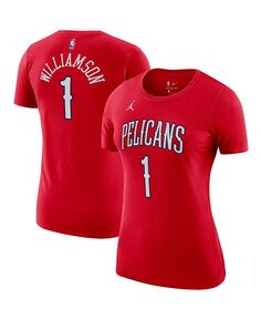 Женская красная футболка Zion Williamson New Orleans Pelicans Statement Edition с именем и номером Jordan, красный