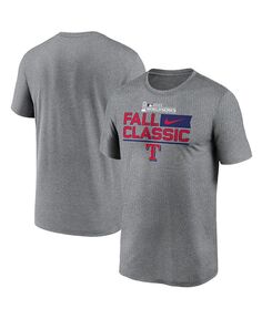 Мужская классическая футболка Heather Charcoal Texas Rangers 2023 World Series Fall Nike, черный