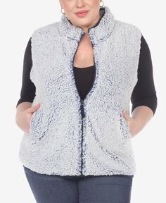 Женская куртка-жилет из шерпы на молнии больших размеров White Mark, цвет Sheep Blue