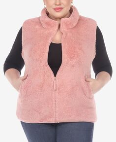 Женская куртка-жилет из шерпы на молнии больших размеров White Mark, розовый