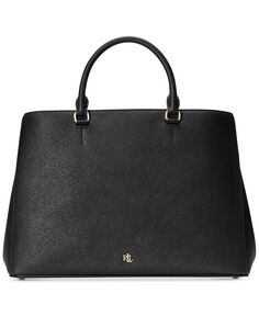 Большая кожаная сумка-портфель Hanna Crosshatch Lauren Ralph Lauren, черный