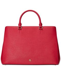 Большая кожаная сумка-портфель Hanna Crosshatch Lauren Ralph Lauren, красный
