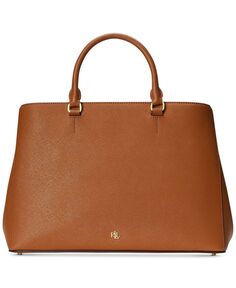 Большая кожаная сумка-портфель Hanna Crosshatch Lauren Ralph Lauren, коричневый