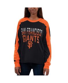 Женская черно-оранжевая футболка с длинным рукавом San Francisco Giants Smash реглан G-III 4Her by Carl Banks, черный