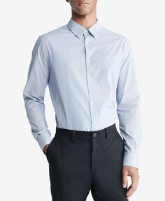 Мужская рубашка узкого кроя на пуговицах в эластичную полоску Calvin Klein, синий