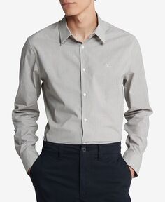 Мужская рубашка узкого кроя на пуговицах в эластичную полоску Calvin Klein, коричневый