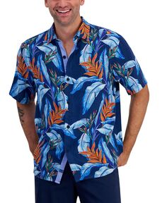 Мужская рубашка на пуговицах с цветочным принтом Hot Tropics Tommy Bahama, синий