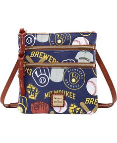 Женская сумка через плечо Milwaukee Brewers Game Day с тройной молнией Dooney &amp; Bourke, синий