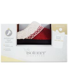 Женские тапочки вязанной вересковой тканью Ada в коробочной упаковке с капюшоном Isotoner Signature, красный