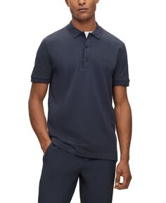 Мужская рубашка поло узкого кроя с логотипом Hugo Boss, цвет Navy