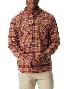 Мужская рубашка из эластичной фланели с длинными рукавами и пуговицами спереди BASS OUTDOOR, красный