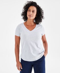 Женская футболка металлик с V-образным вырезом и короткими рукавами Style &amp; Co, серый
