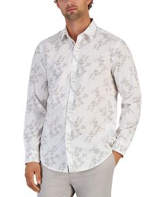 Мужская рубашка на пуговицах с длинными рукавами и цветочным принтом в горошек Alfani, белый