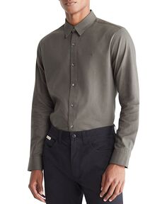 Мужская однотонная фланелевая рубашка обычного кроя на пуговицах Calvin Klein, цвет Beluga