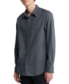 Мужская однотонная фланелевая рубашка обычного кроя на пуговицах Calvin Klein, цвет Forged Iron