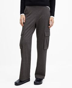 Женские трикотажные брюки с карманами-карго MANGO, серый