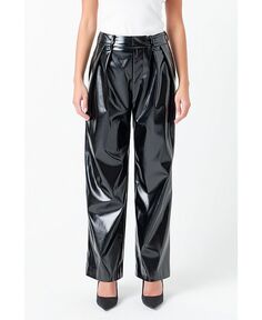 Женские брюки из искусственной кожи со складками Grey Lab, черный