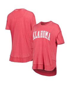 Женская малиновая футболка-пончо с эффектом потертости Оклахома Сунерс Арка Pressbox, красный