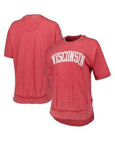 Женская красная футболка с эффектом потертости Wisconsin Badgers Arch пончо Pressbox, красный