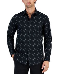 Мужская рубашка на пуговицах с длинными рукавами и принтом в горошек Alfani, черный