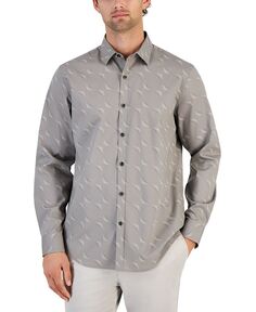 Мужская рубашка на пуговицах с длинными рукавами и принтом в горошек Alfani, тан/бежевый