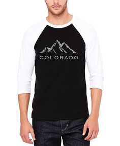 Мужская бейсбольная футболка с рукавами реглан Colorado Ski Towns Word Art LA Pop Art, цвет Black, White