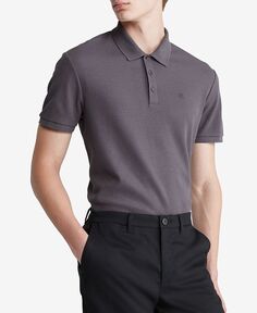 Мужская рубашка-поло обычного кроя с короткими иголками Calvin Klein, цвет Forged Iron