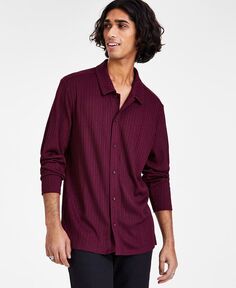 Мужская рубашка на пуговицах классической вязки в рубчик I.N.C. International Concepts, красный