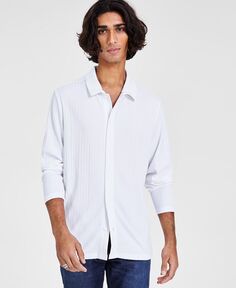 Мужская рубашка на пуговицах классической вязки в рубчик I.N.C. International Concepts, белый