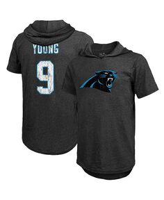 Мужская футболка с капюшоном Bryce Young Black Carolina Panthers с именем и номером игрока Tri-Blend Majestic, черный