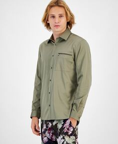 Мужская атласная рубашка прямого кроя Jared I.N.C. International Concepts, зеленый