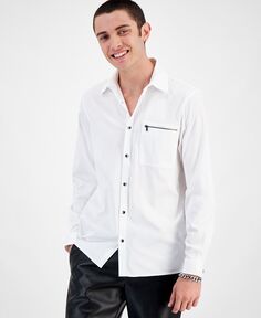Мужская атласная рубашка прямого кроя Jared I.N.C. International Concepts, белый