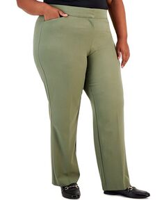 Плюс &amp; Прямые брюки пышного кроя для миниатюрных размеров JM Collection, зеленый