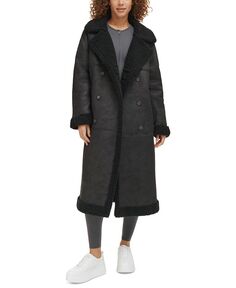 Женское длинное пальто на пуговицах с отделкой из искусственной овчины Levi&apos;s, черный Levis