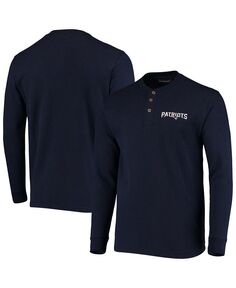 Мужская темно-синяя футболка New England Patriots Maverick Thermal Henley с длинным рукавом Dunbrooke, синий