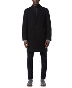 Мужское узкое пальто из шерсти Sheffield Melton с нагрудником внутри Marc New York, черный
