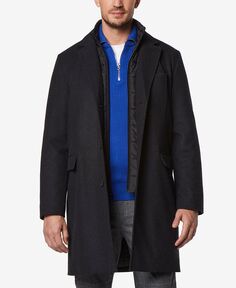 Мужское узкое пальто из шерсти Sheffield Melton с нагрудником внутри Marc New York, серый