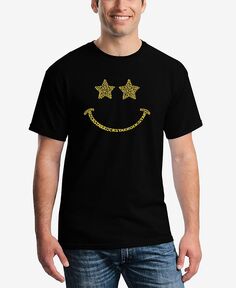 Мужская футболка с коротким рукавом и надписью Word Art Rockstar Smiley LA Pop Art, черный