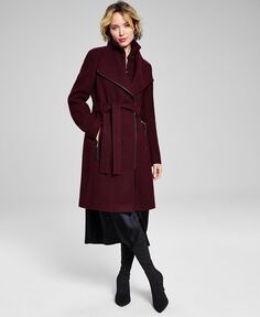 Женское пальто с запахом из смесовой шерсти с поясом Calvin Klein, красный