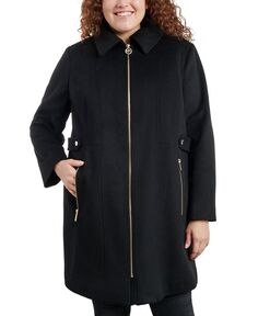 Женское пальто больших размеров с клубным воротником и молнией спереди Michael Kors, черный