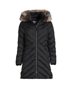 Женское маленькое утепленное уютное зимнее пальто на флисовой подкладке Lands&apos; End, черный