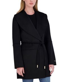 Женское двустороннее пальто с запахом из смесовой шерсти Tahari, цвет Black